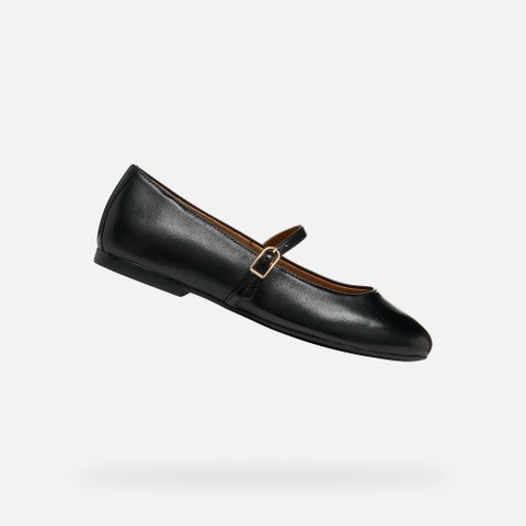 Ballerines en cuir avec bride NEW PALMARIA FEMME Noir | GEOX