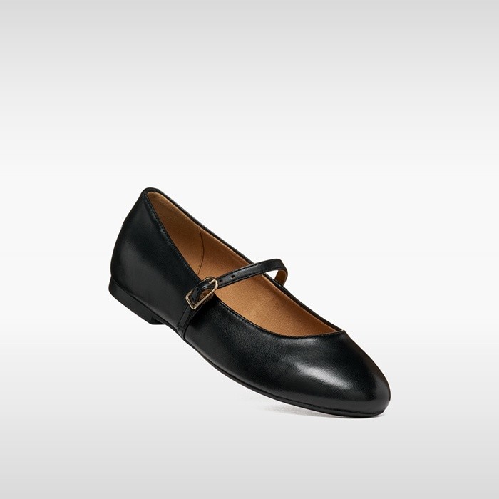 Ballerines en cuir avec bride NEW PALMARIA FEMME Noir | GEOX