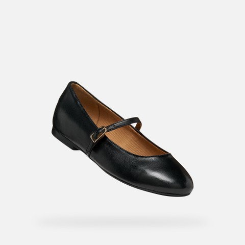 Ballerines en cuir avec bride NEW PALMARIA FEMME Noir - image number 4 | GEOX