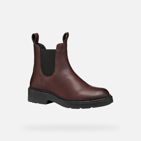 Chelsea boots SWELEN WOMAN Dark burgundy/Black - image number 3 | GEOX