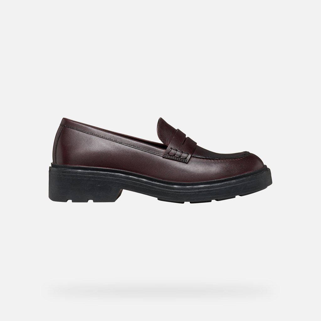 Leather loafers SWELEN WOMAN Dark Burgundy - image number 2 | GEOX