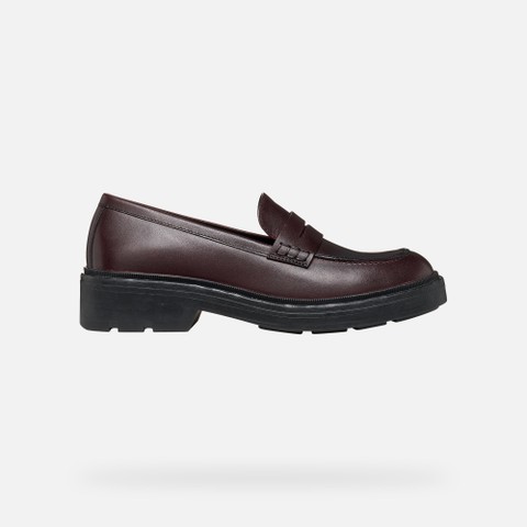 Leather loafers SWELEN WOMAN Dark Burgundy - image number 2 | GEOX
