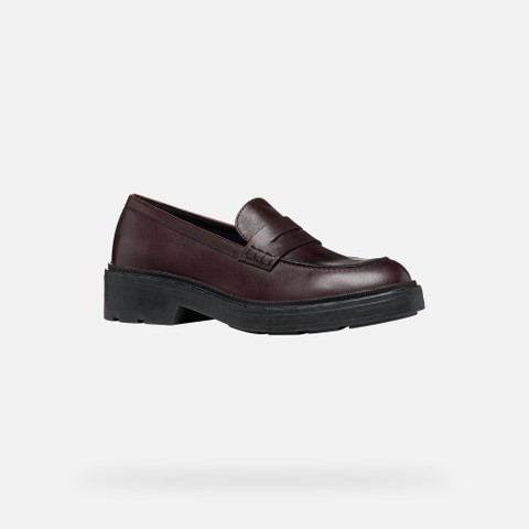 Leather loafers SWELEN WOMAN Dark Burgundy - image number 3 | GEOX