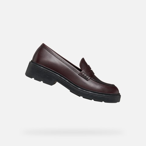 Leather loafers SWELEN WOMAN Dark Burgundy - image number 0 | GEOX