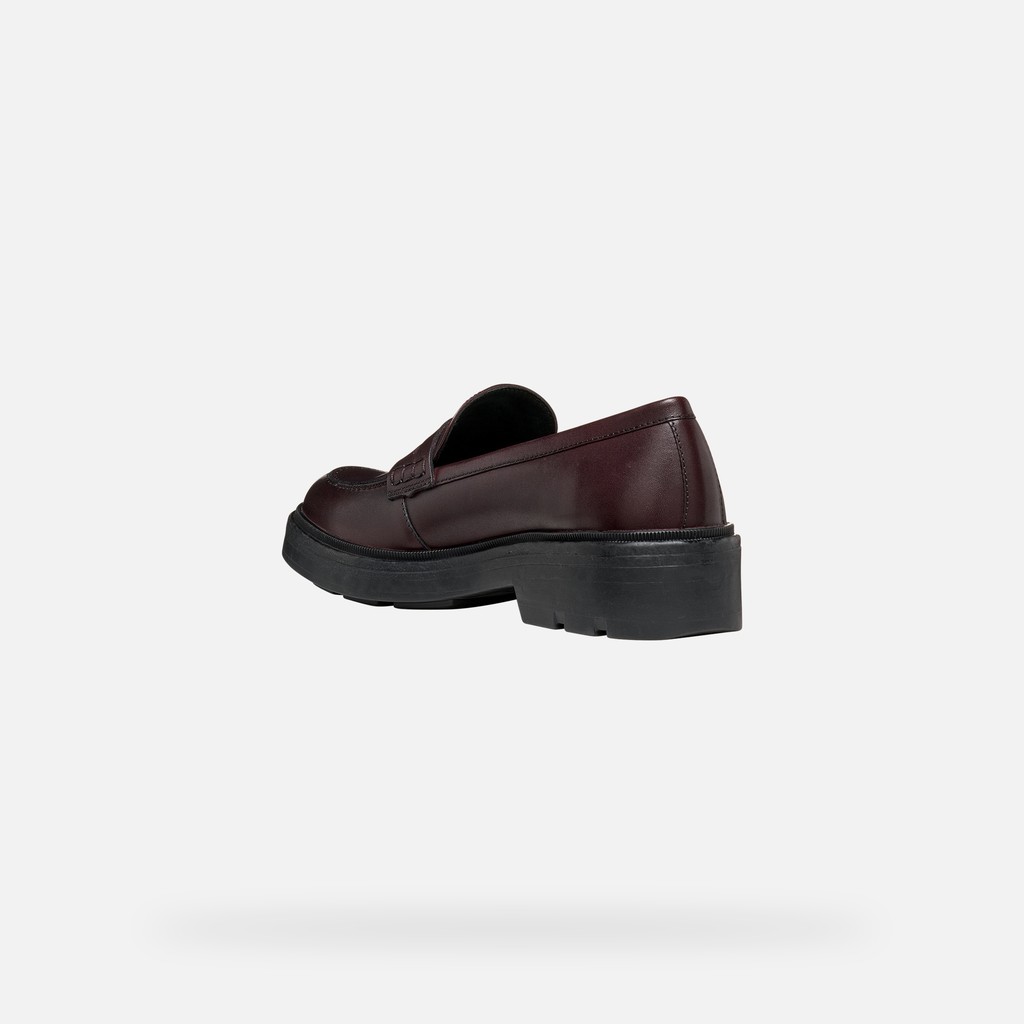 Leather loafers SWELEN WOMAN Dark Burgundy - image number 4 | GEOX
