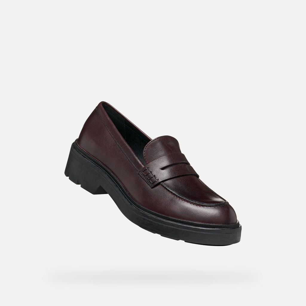 Leather loafers SWELEN WOMAN Dark Burgundy - image number 5 | GEOX