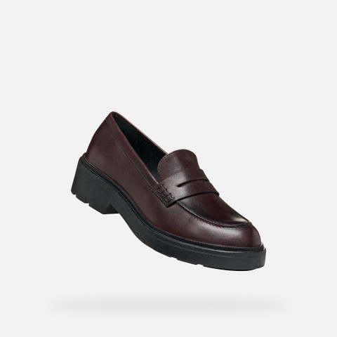 Leather loafers SWELEN WOMAN Dark Burgundy - image number 5 | GEOX