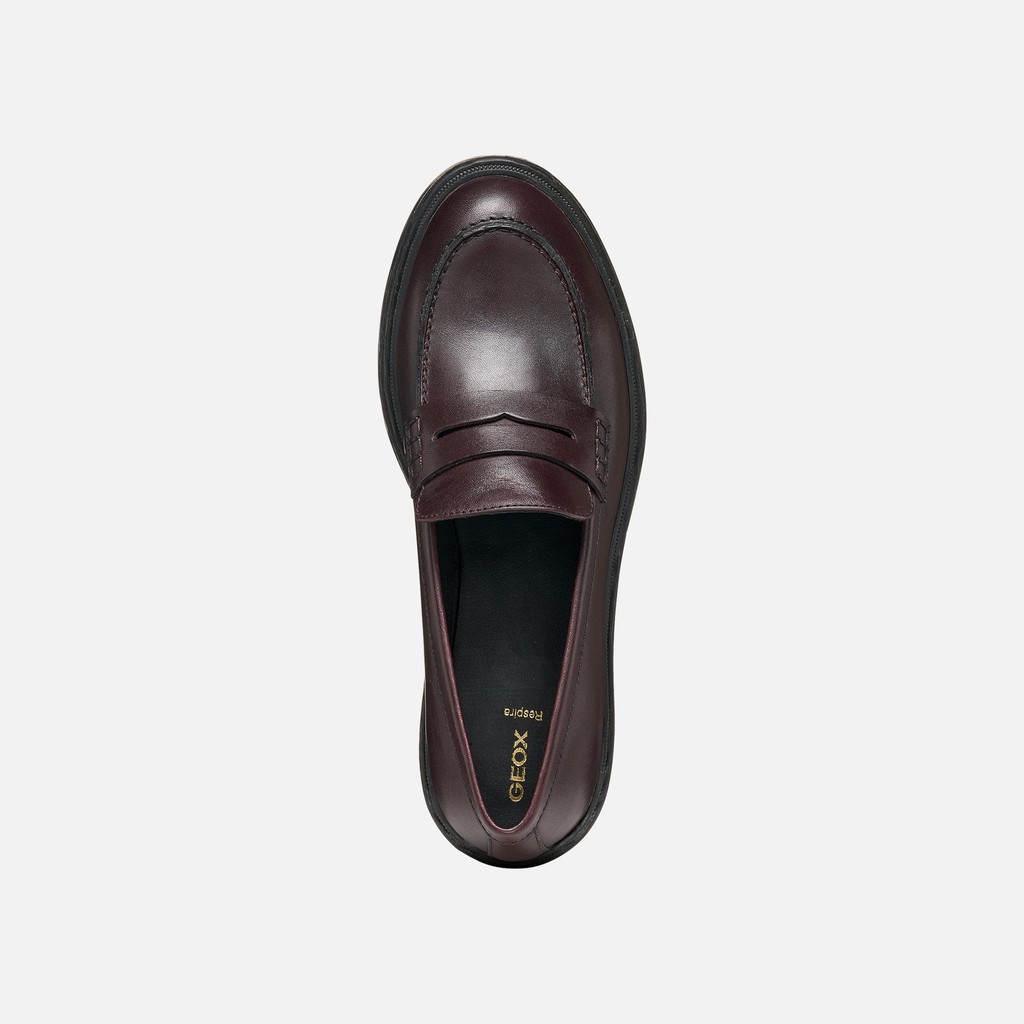 Leather loafers SWELEN WOMAN Dark Burgundy - image number 6 | GEOX