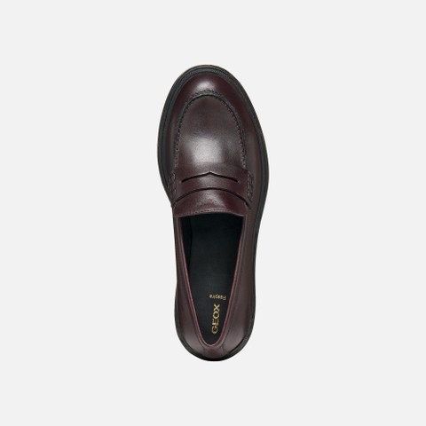 Leather loafers SWELEN WOMAN Dark Burgundy - image number 6 | GEOX