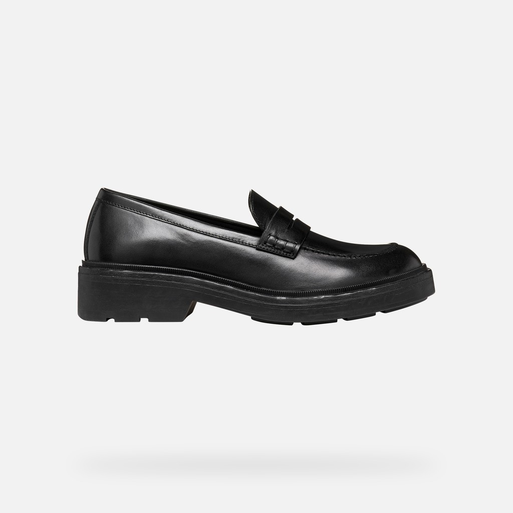 Leather loafers SWELEN WOMAN Black - image number 2 | GEOX