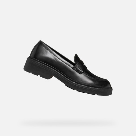 Leather loafers SWELEN WOMAN Black - image number 0 | GEOX