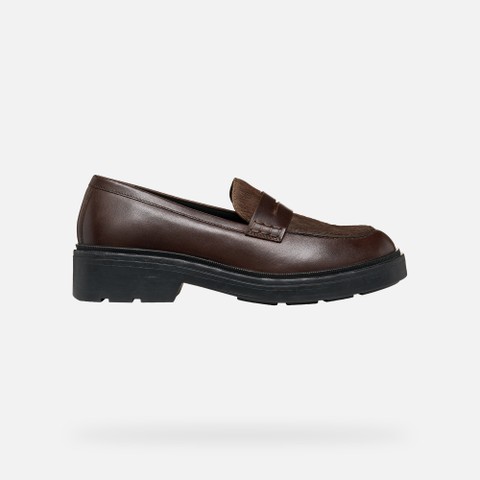 Leather loafers SWELEN WOMAN Brown - image number 2 | GEOX
