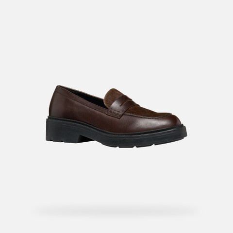 Leather loafers SWELEN WOMAN Brown - image number 3 | GEOX