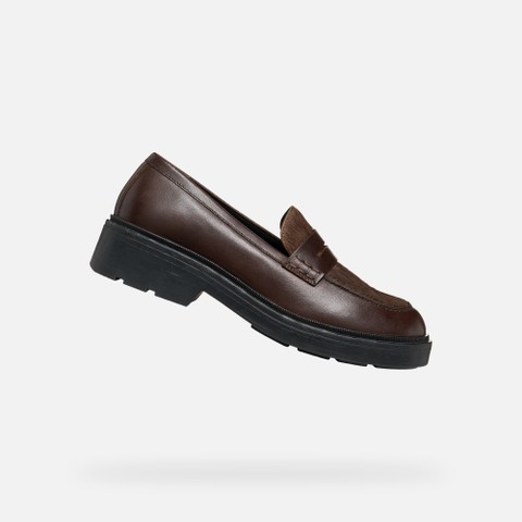 Leather loafers SWELEN WOMAN Brown | GEOX