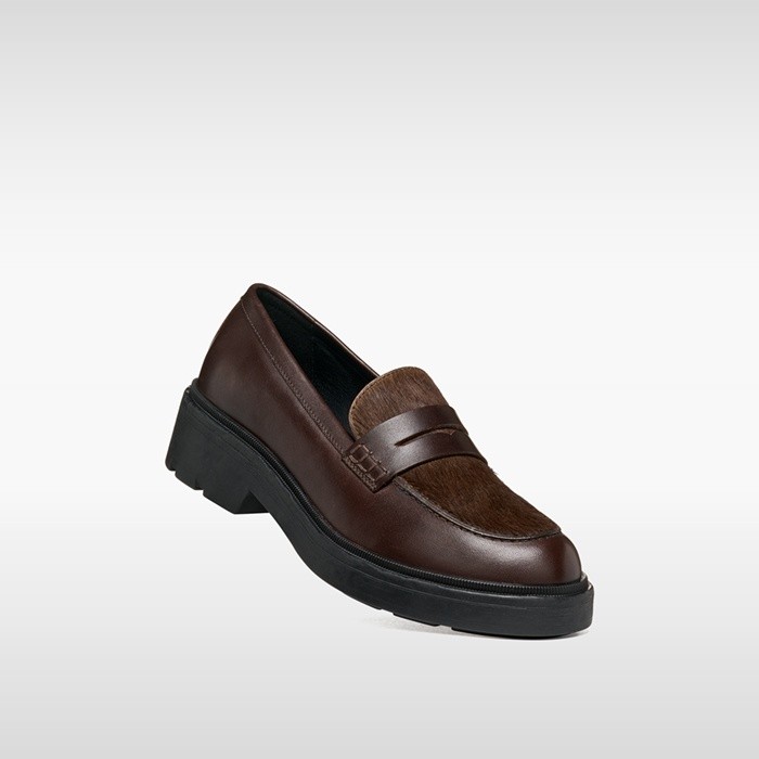 Leather loafers SWELEN WOMAN Brown | GEOX