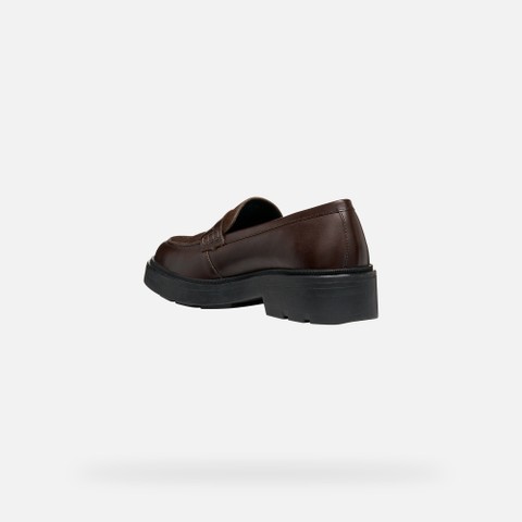 Leather loafers SWELEN WOMAN Brown - image number 4 | GEOX
