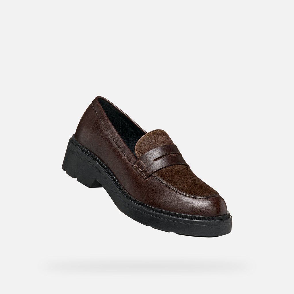 Leather loafers SWELEN WOMAN Brown - image number 5 | GEOX