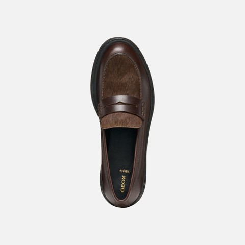 Leather loafers SWELEN WOMAN Brown - image number 6 | GEOX