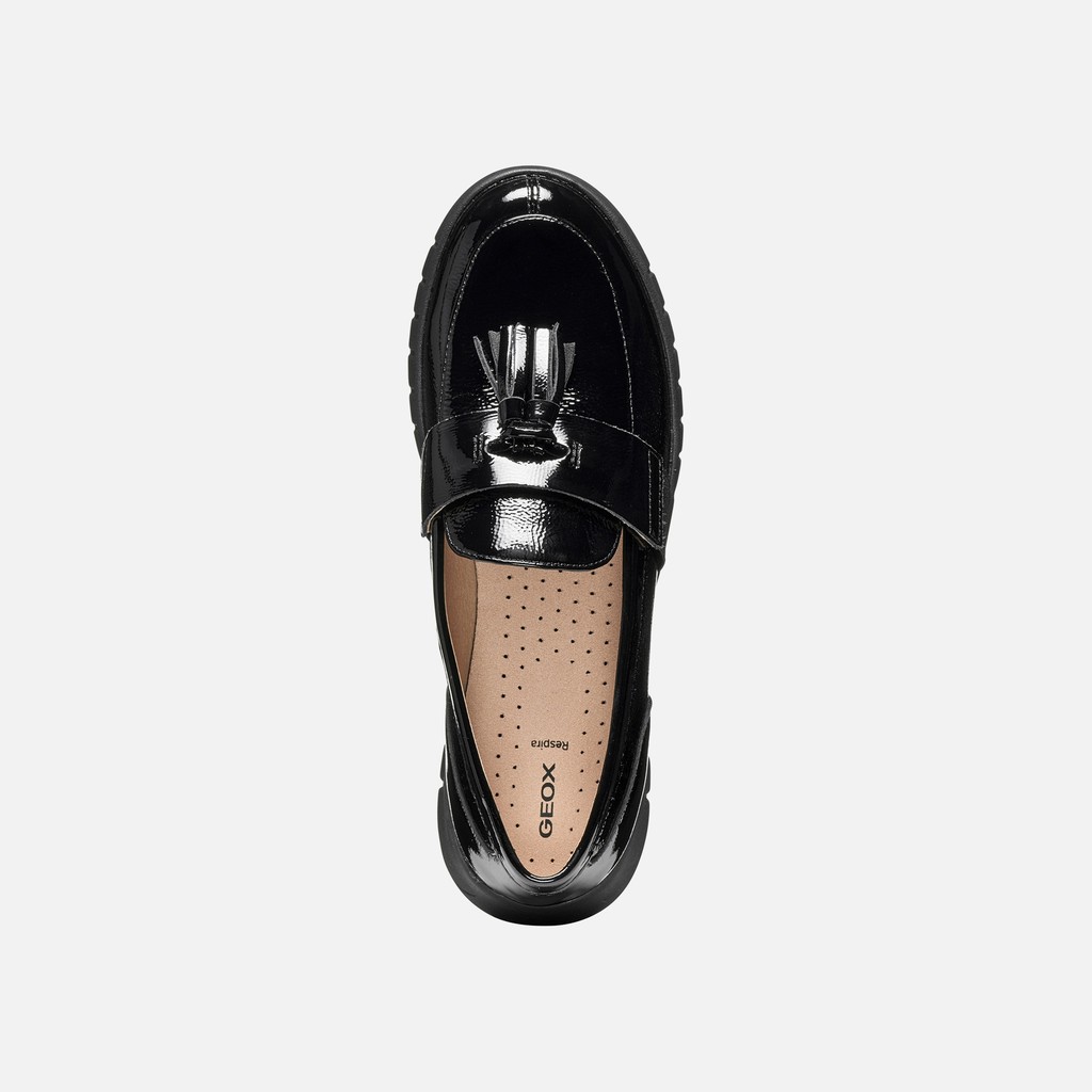 Leather loafers FLEXTRIDE WOMAN Black - image number 6 | GEOX