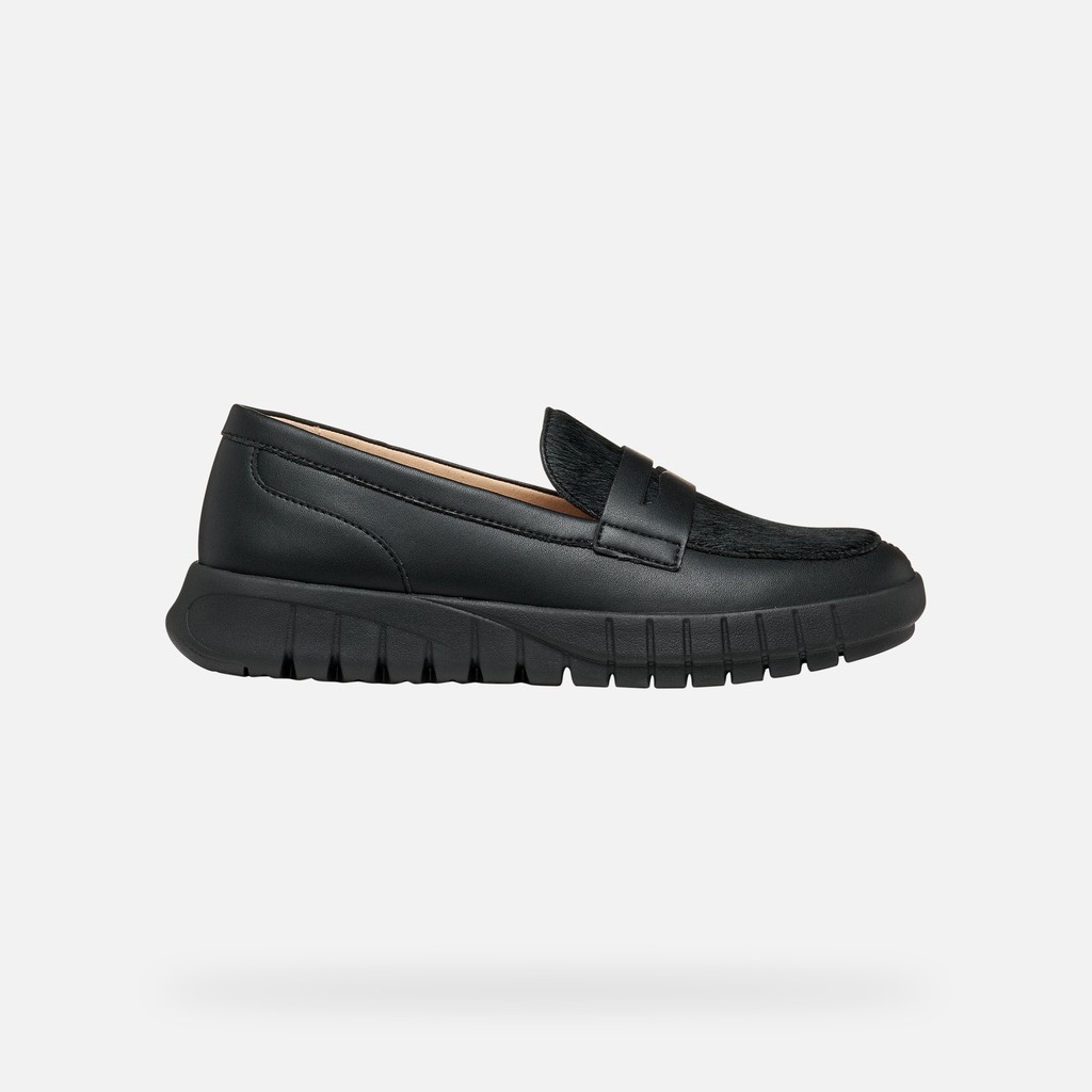 Leather loafers FLEXTRIDE WOMAN Black - image number 1 | GEOX