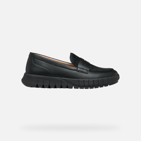 Leather loafers FLEXTRIDE WOMAN Black - image number 1 | GEOX