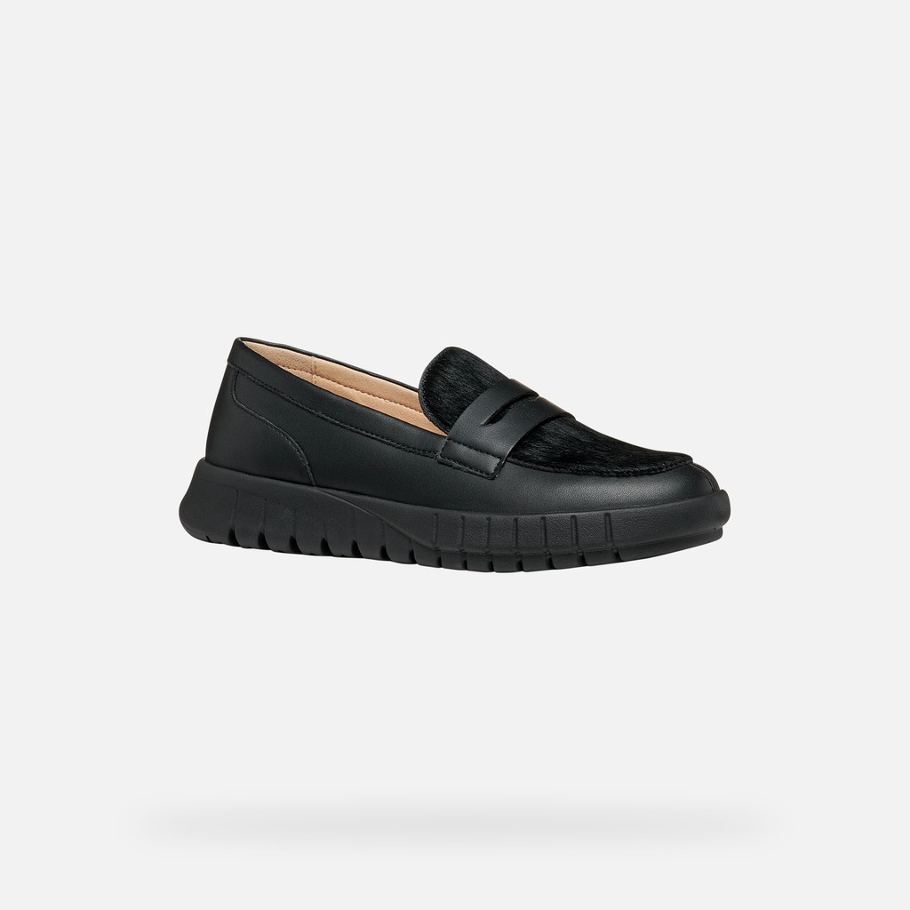 Leather loafers FLEXTRIDE WOMAN Black - image number 2 | GEOX