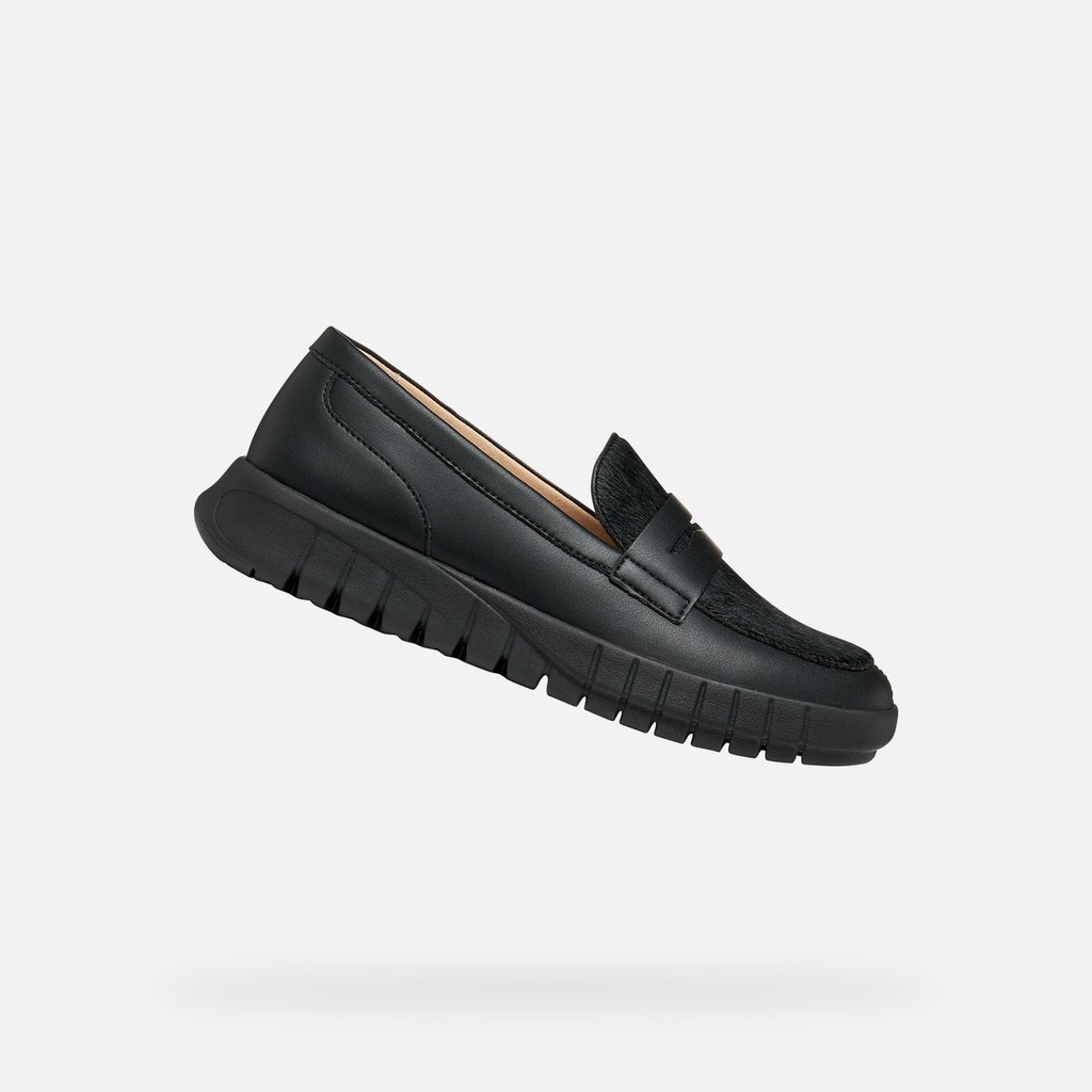 Leather loafers FLEXTRIDE WOMAN Black - image number 0 | GEOX