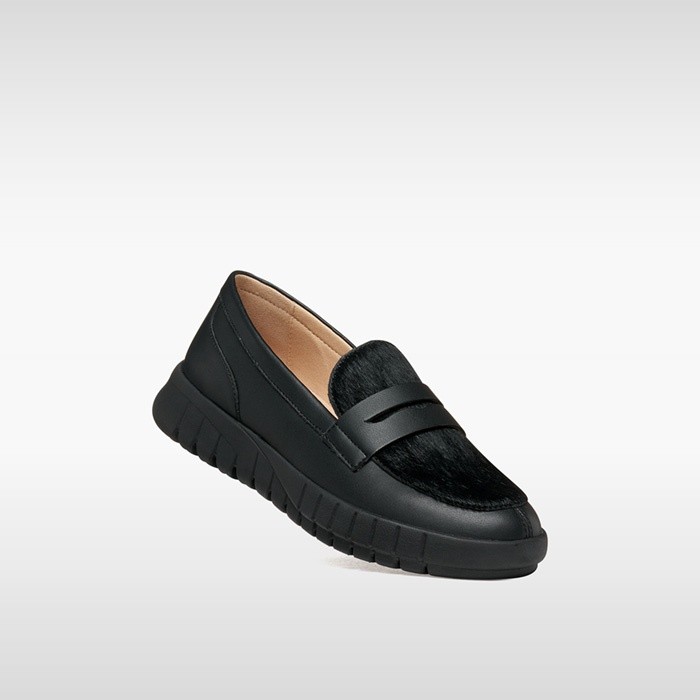 Leather loafers FLEXTRIDE WOMAN Black | GEOX