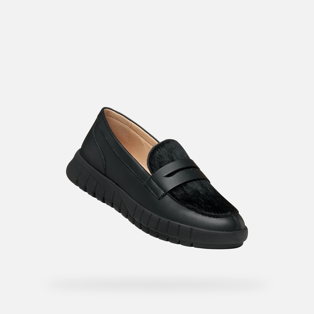 Leather loafers FLEXTRIDE WOMAN Black - image number 4 | GEOX