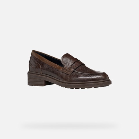 Leather loafers WALK PLEASURE B WOMAN Dark Brown - image number 2 | GEOX