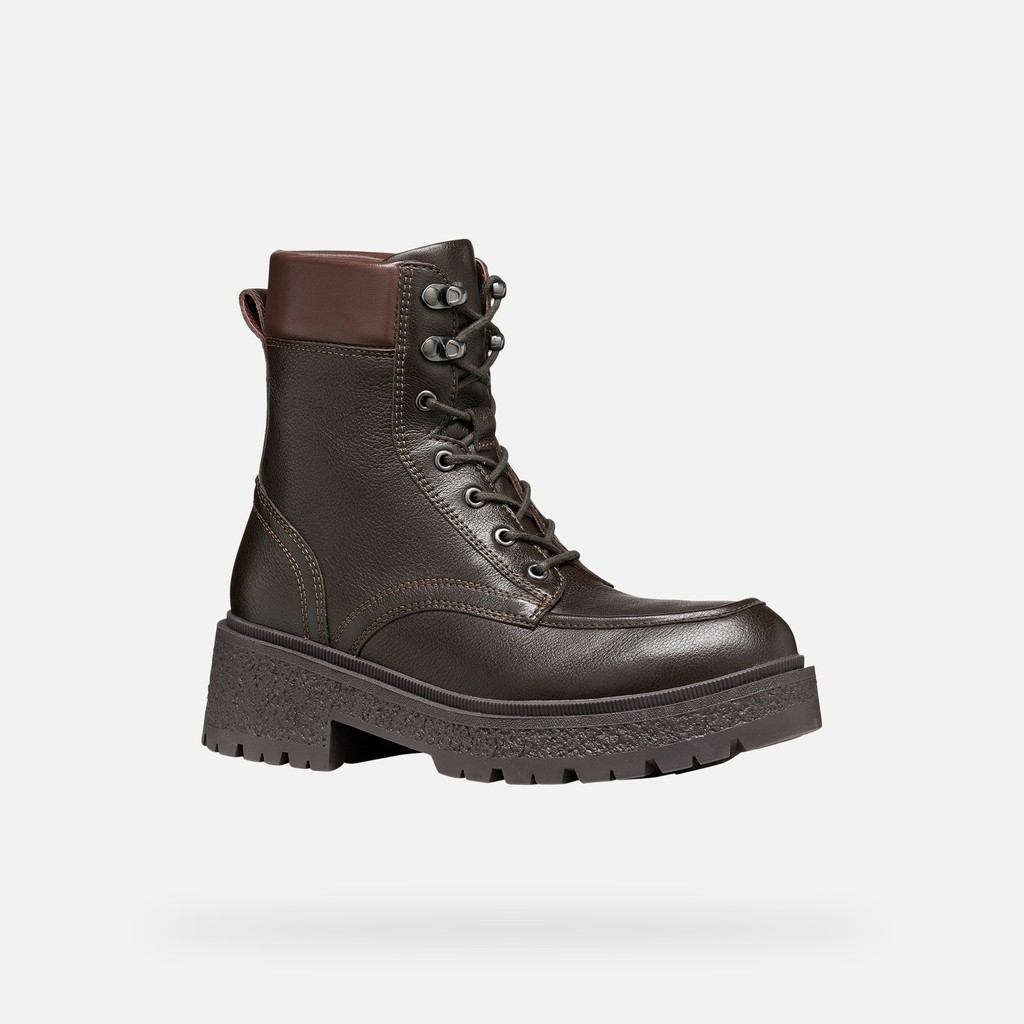 Combat boots EIVETTE WOMAN Chocolate - image number 3 | GEOX
