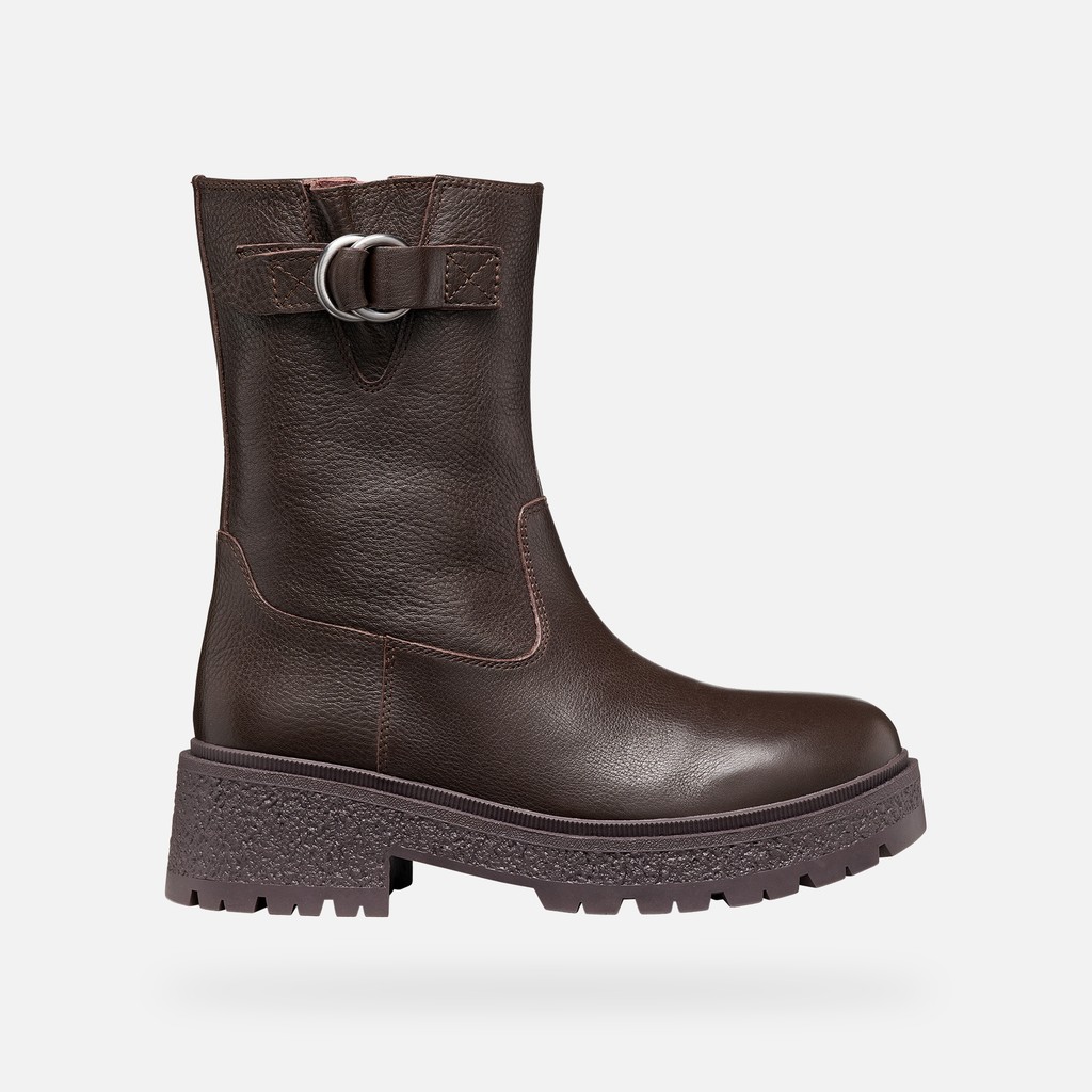 Biker boots EIVETTE WOMAN Chocolate - image number 2 | GEOX