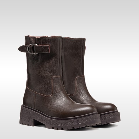 Biker boots EIVETTE WOMAN Chocolate - image number 8 | GEOX