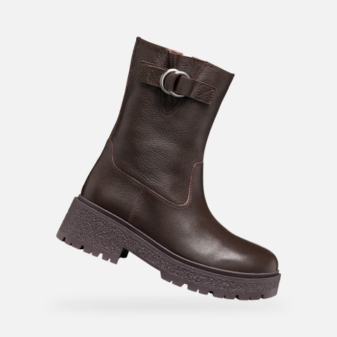 Biker boots EIVETTE WOMAN Chocolate - image number 0 | GEOX