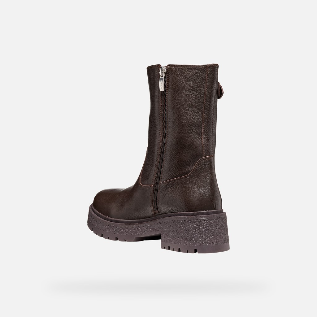 Biker boots EIVETTE WOMAN Chocolate - image number 4 | GEOX