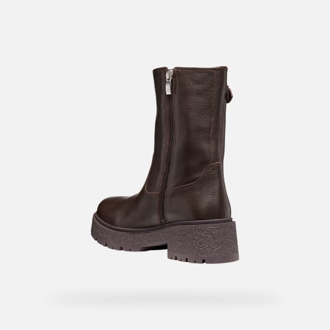 Biker boots EIVETTE WOMAN Chocolate - image number 4 | GEOX