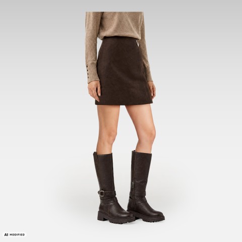 Leather high boots EIVETTE WOMAN Chocolate - image number 1 | GEOX