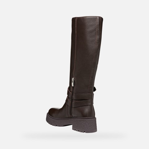 Leather high boots EIVETTE WOMAN Chocolate - image number 4 | GEOX