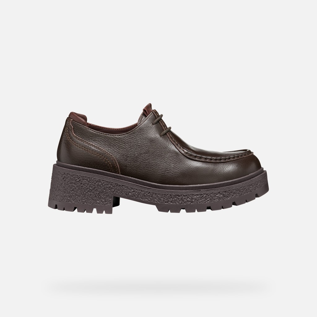 Lace up dress shoes EIVETTE WOMAN Chocolate - image number 2 | GEOX