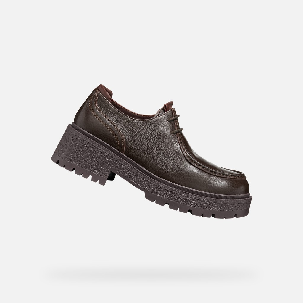 Lace up dress shoes EIVETTE WOMAN Chocolate - image number 0 | GEOX