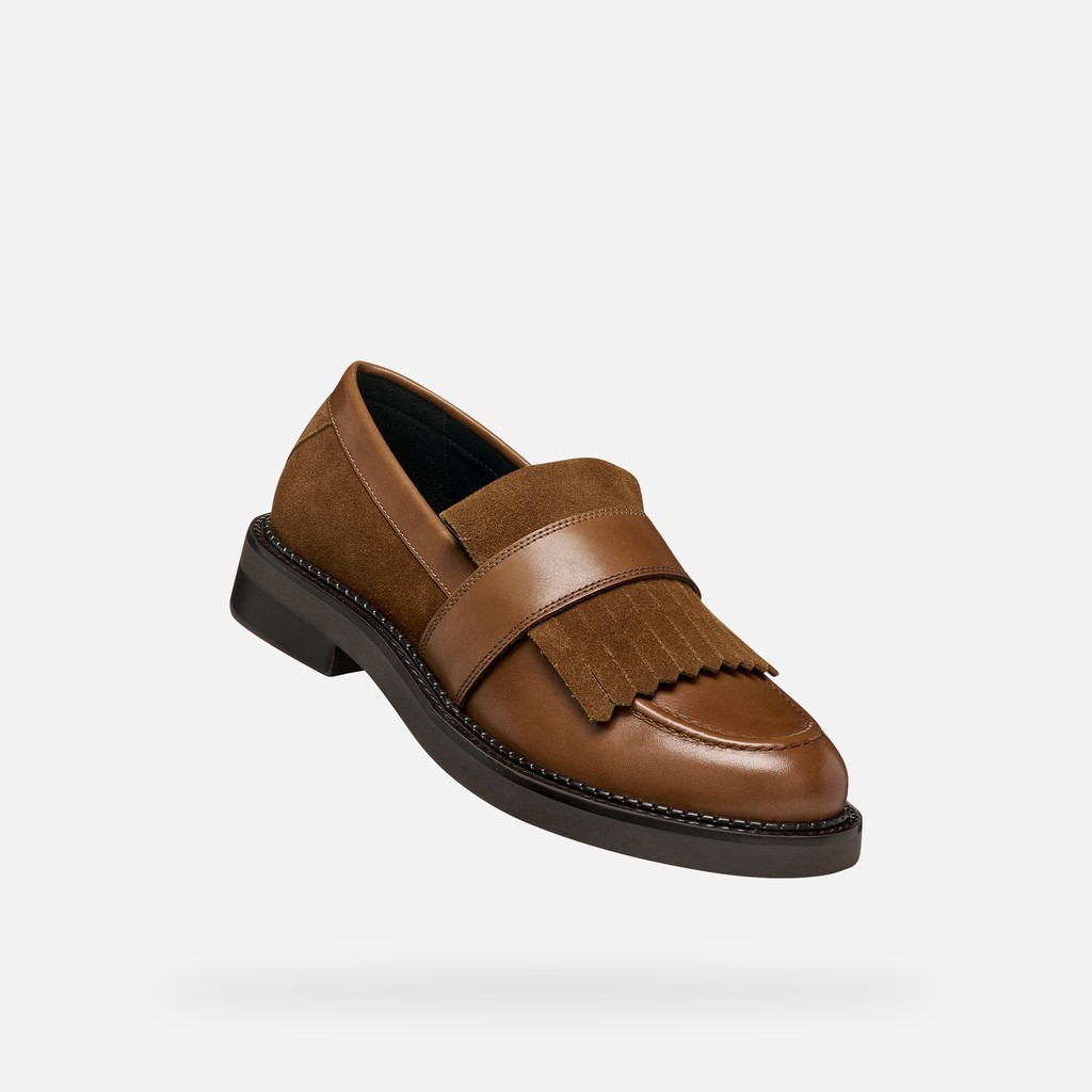 Suede loafers SERILDA WOMAN Nut - image number 4 | GEOX