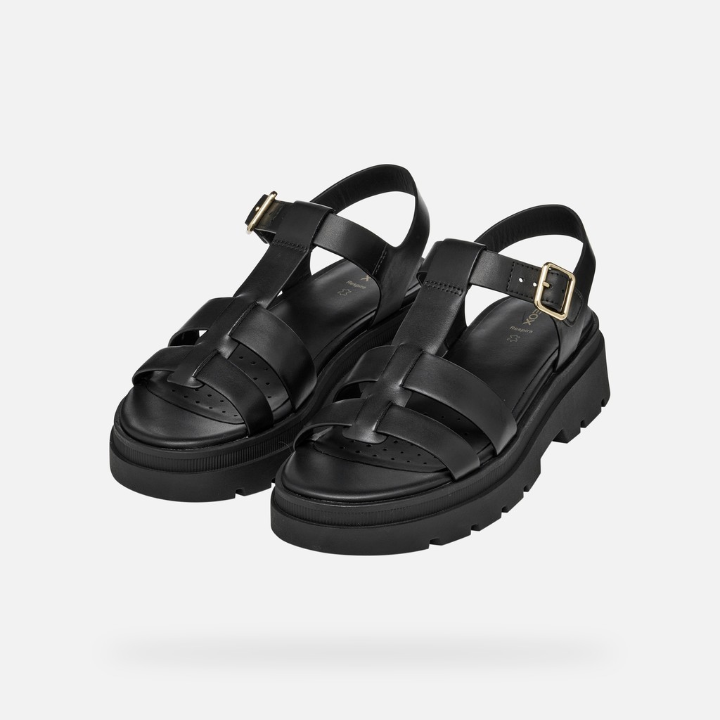 Platform sandals ADACTER S B WOMAN Black - image number 8 | GEOX