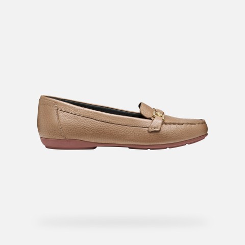 Leather loafers ANNYTAH MOC B WOMAN Light Brown - image number 1 | GEOX