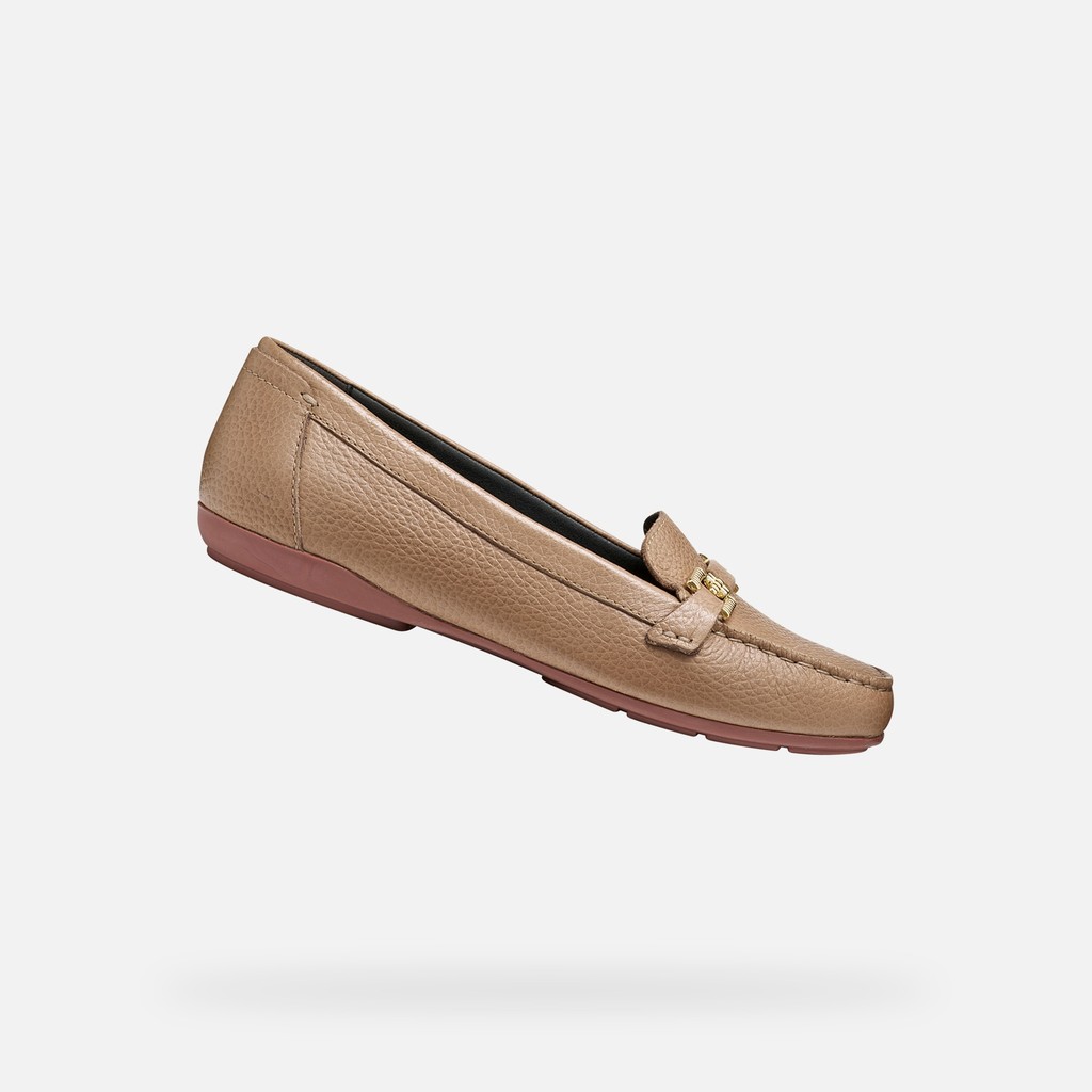 Leather loafers ANNYTAH MOC B WOMAN Light Brown - image number 0 | GEOX