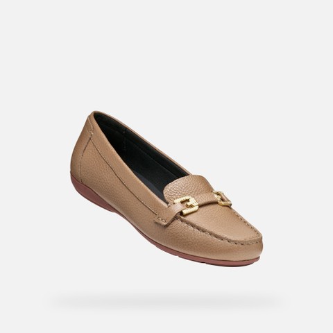 Leather loafers ANNYTAH MOC B WOMAN Light Brown - image number 4 | GEOX