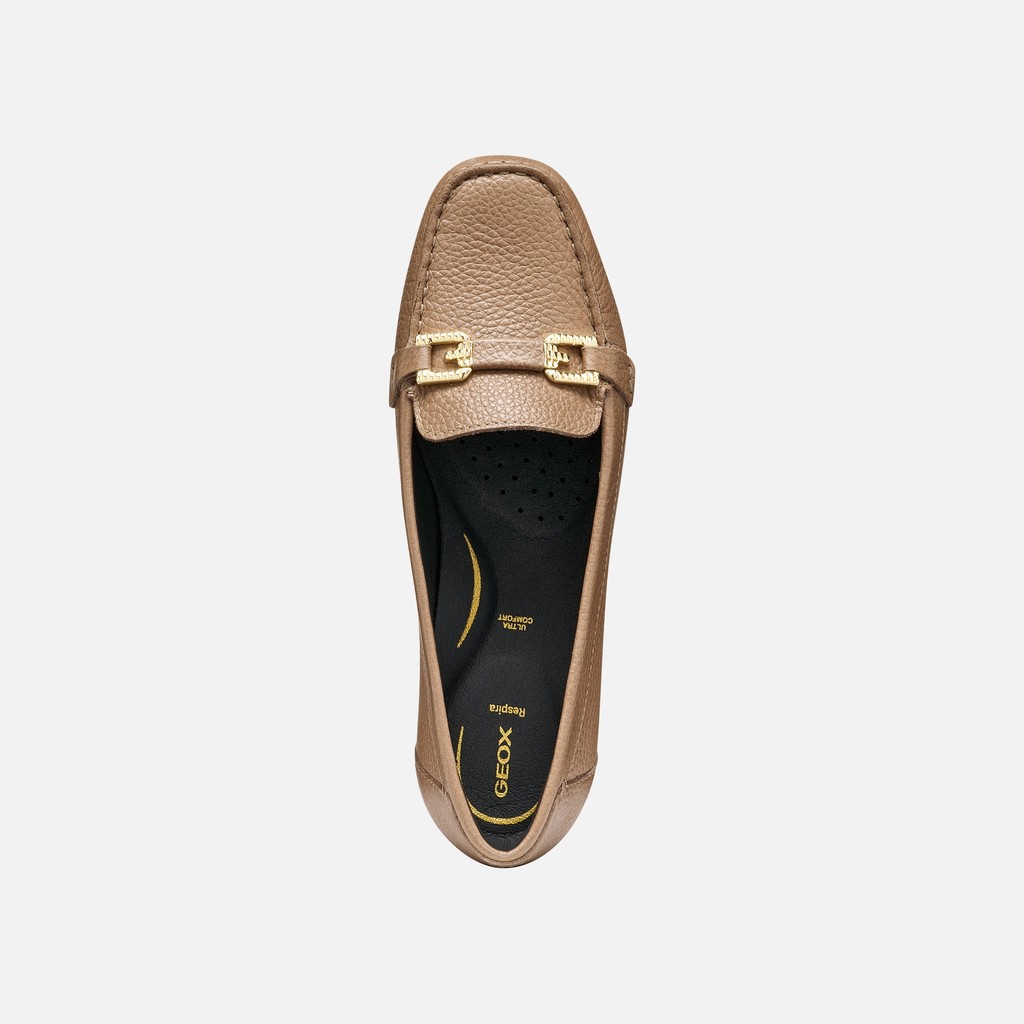 Leather loafers ANNYTAH MOC B WOMAN Light Brown - image number 5 | GEOX