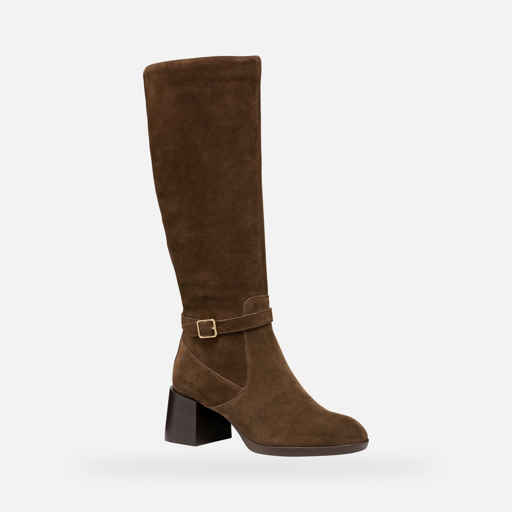 Leather high boots WALK PLEASURE 55T WOMAN Dark Brown - image number 1 | GEOX