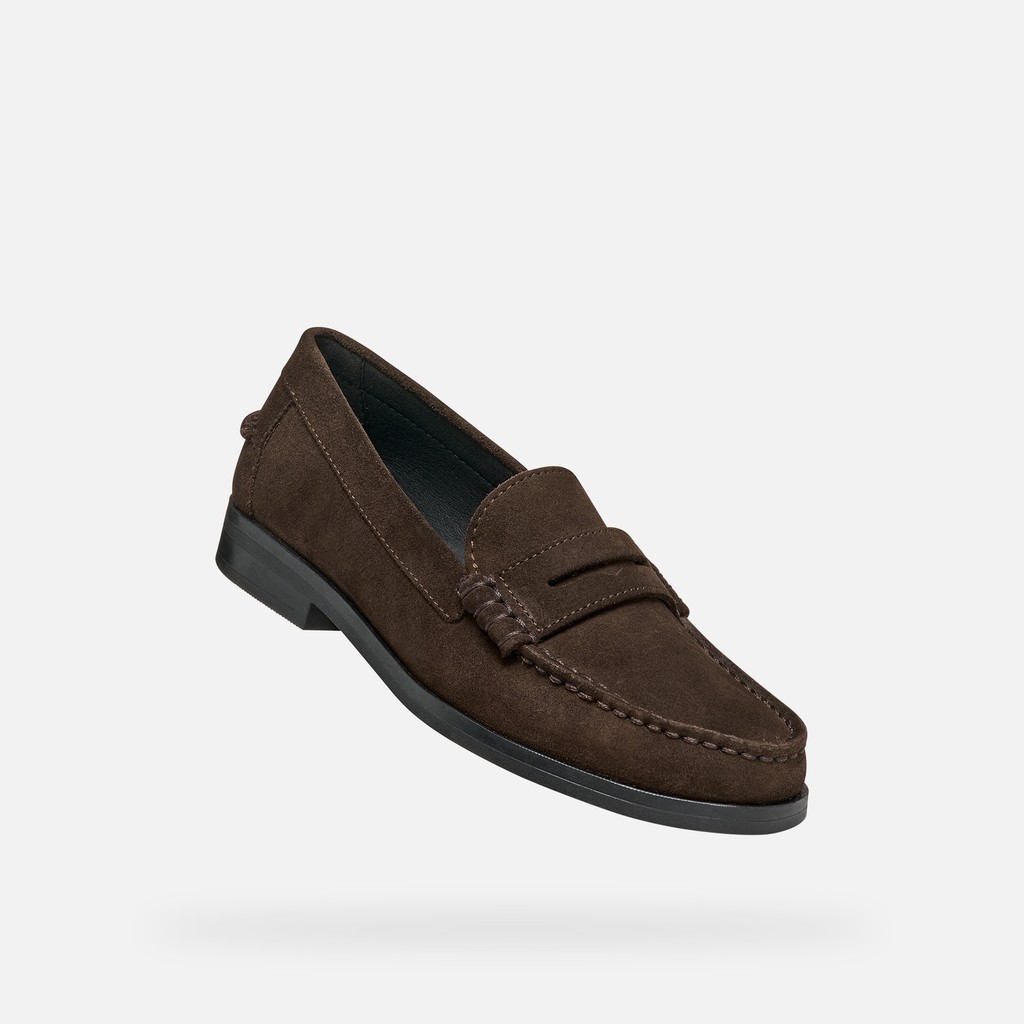 Suede loafers NOEMEN WOMAN Chocolate - image number 4 | GEOX