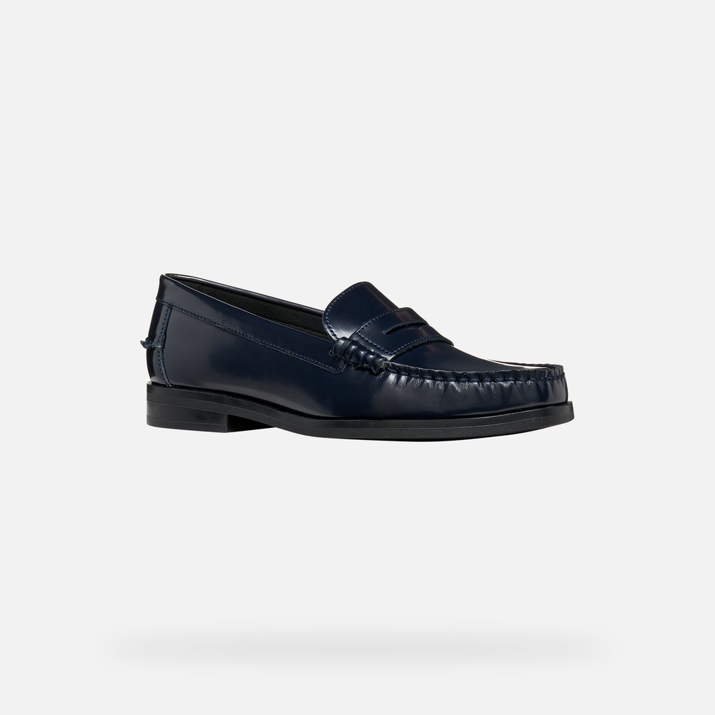 Leather loafers NOEMEN WOMAN Dark Navy - image number 2 | GEOX