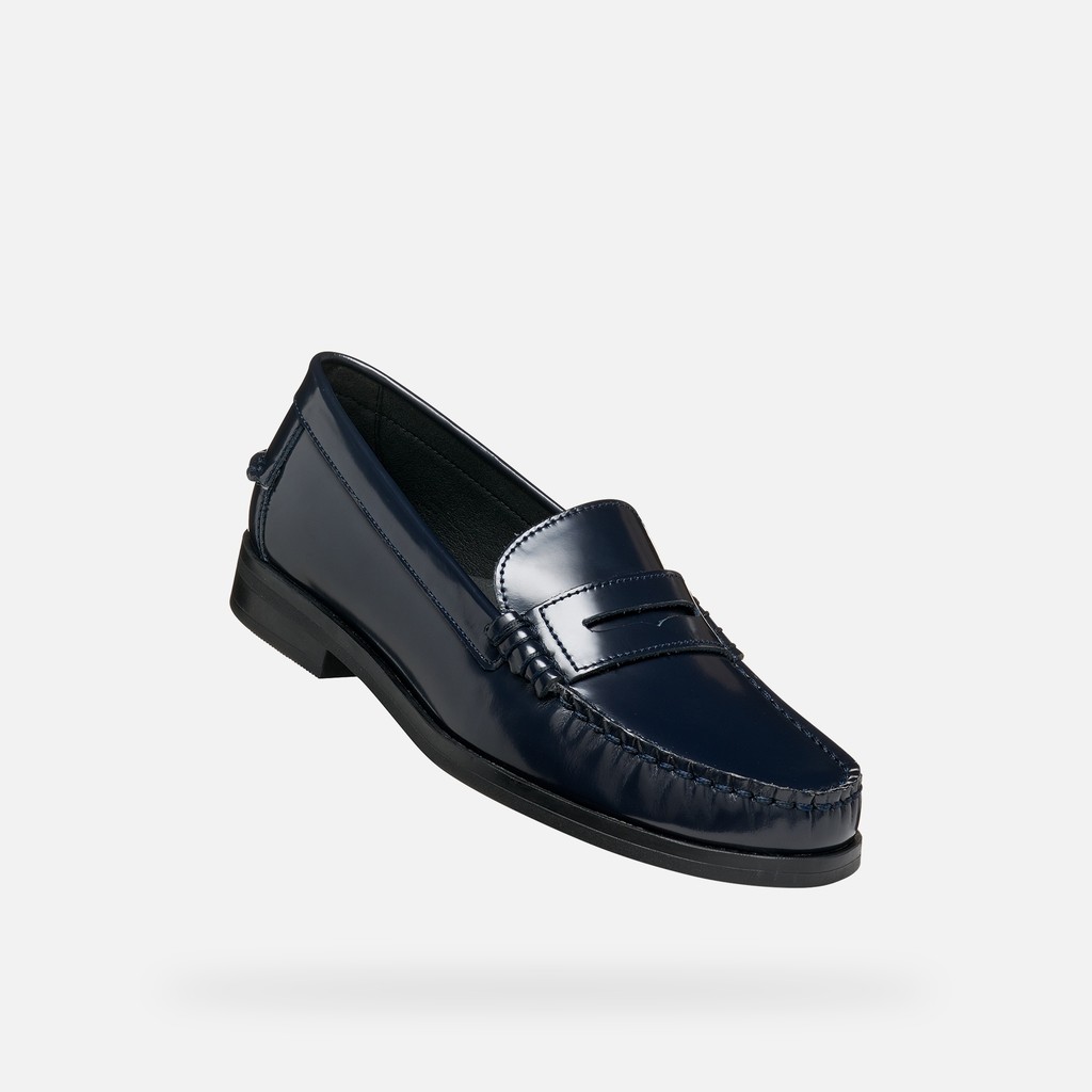 Leather loafers NOEMEN WOMAN Dark Navy - image number 4 | GEOX